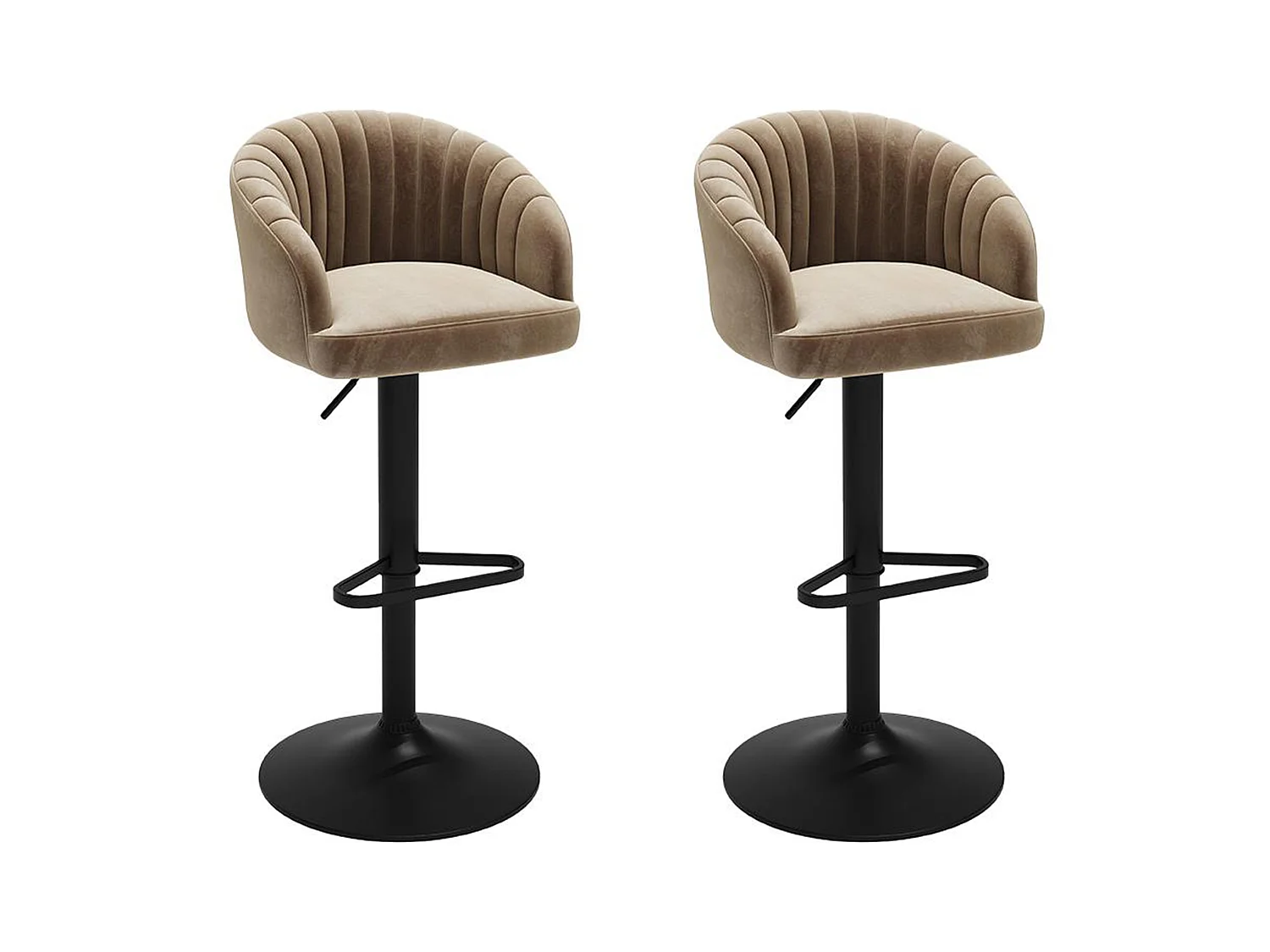 Zestaw 2 stołków barowych – tkanina i metal – kolor beżowy - DORALIZ