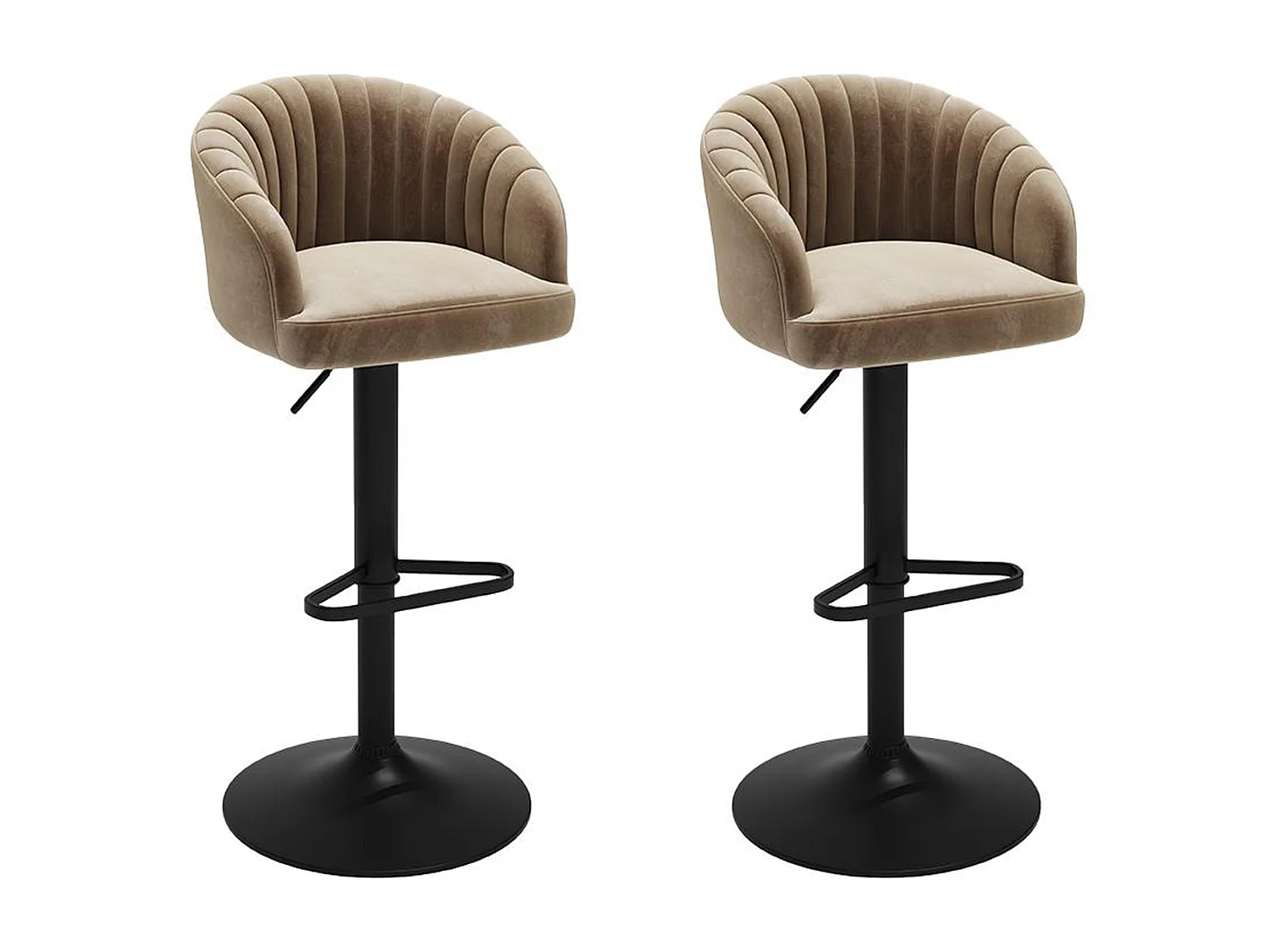 Set van 2 barkrukken - Stof en metaal - Beige - DORALIZ