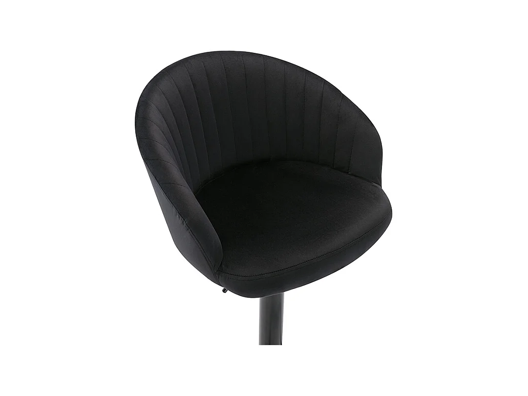 Lot de 2 tabourets de bar en velours et métal - Hauteur réglable - Noir - DORALIZ