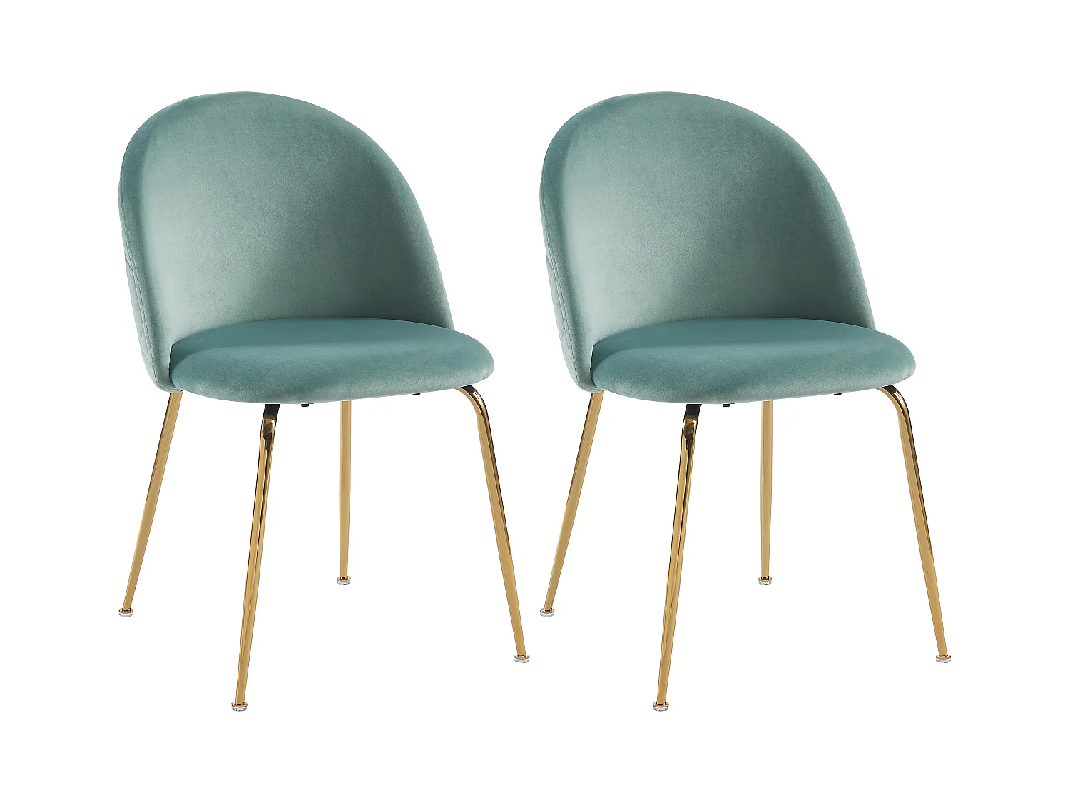 Conjunto de 2 cadeiras veludo e metal dourado cor verde sálvia - MELBOURNE