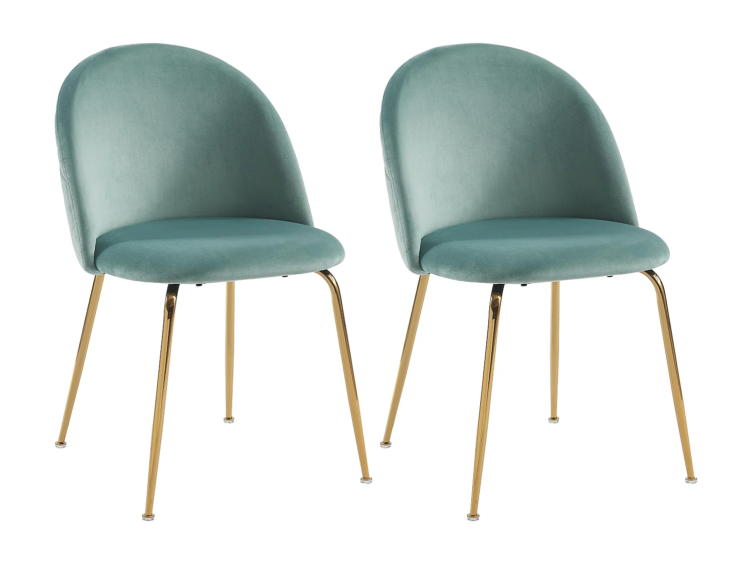 Lot de 2 chaises - Velours et acier inoxydable doré - Vert sauge - MELBOURNE