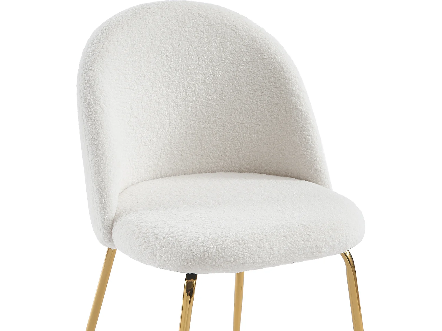 Lot de 2 chaises - Tissu bouclette et acier inoxydable doré - Blanc - MELBOURNE