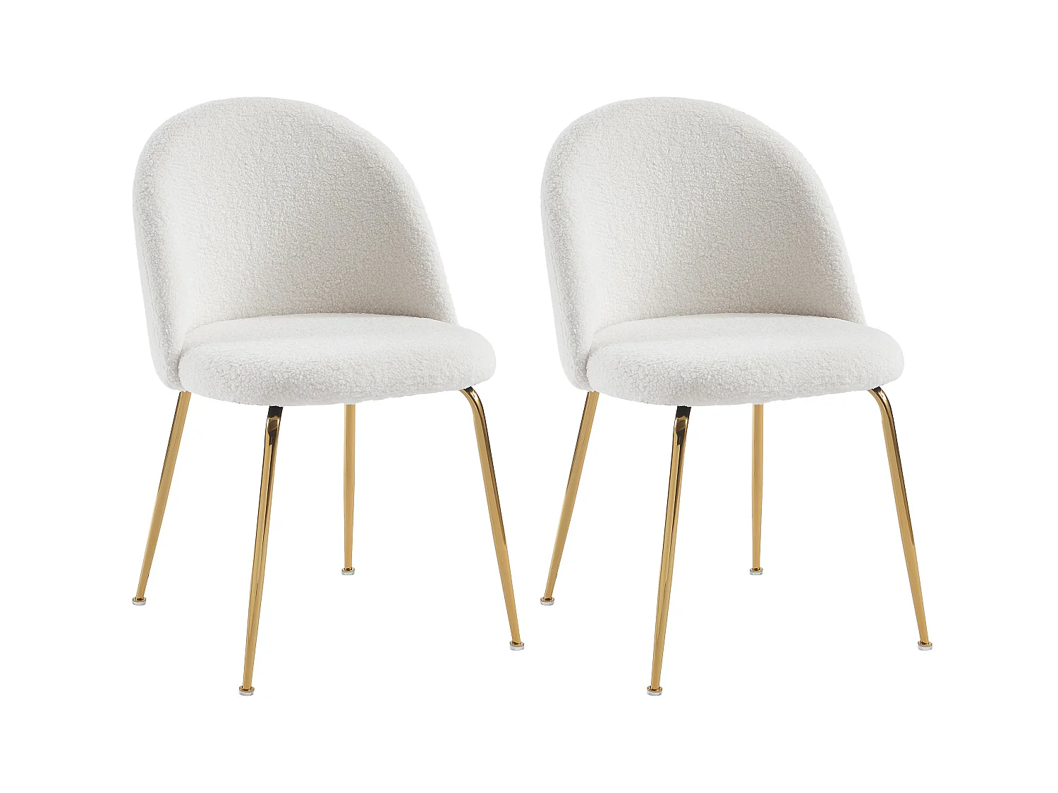 Conjunto de 2 cadeiras tecido bouclé e metal dourado branco - MELBOURNE