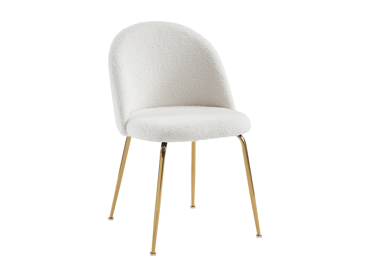 Lot de 2 chaises - Tissu bouclette et acier inoxydable doré - Blanc - MELBOURNE