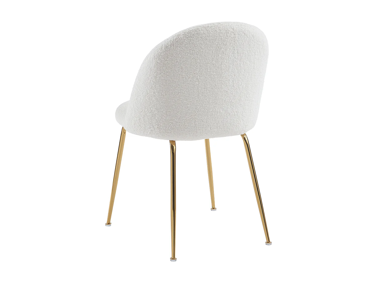 Lot de 2 chaises - Tissu bouclette et acier inoxydable doré - Blanc - MELBOURNE