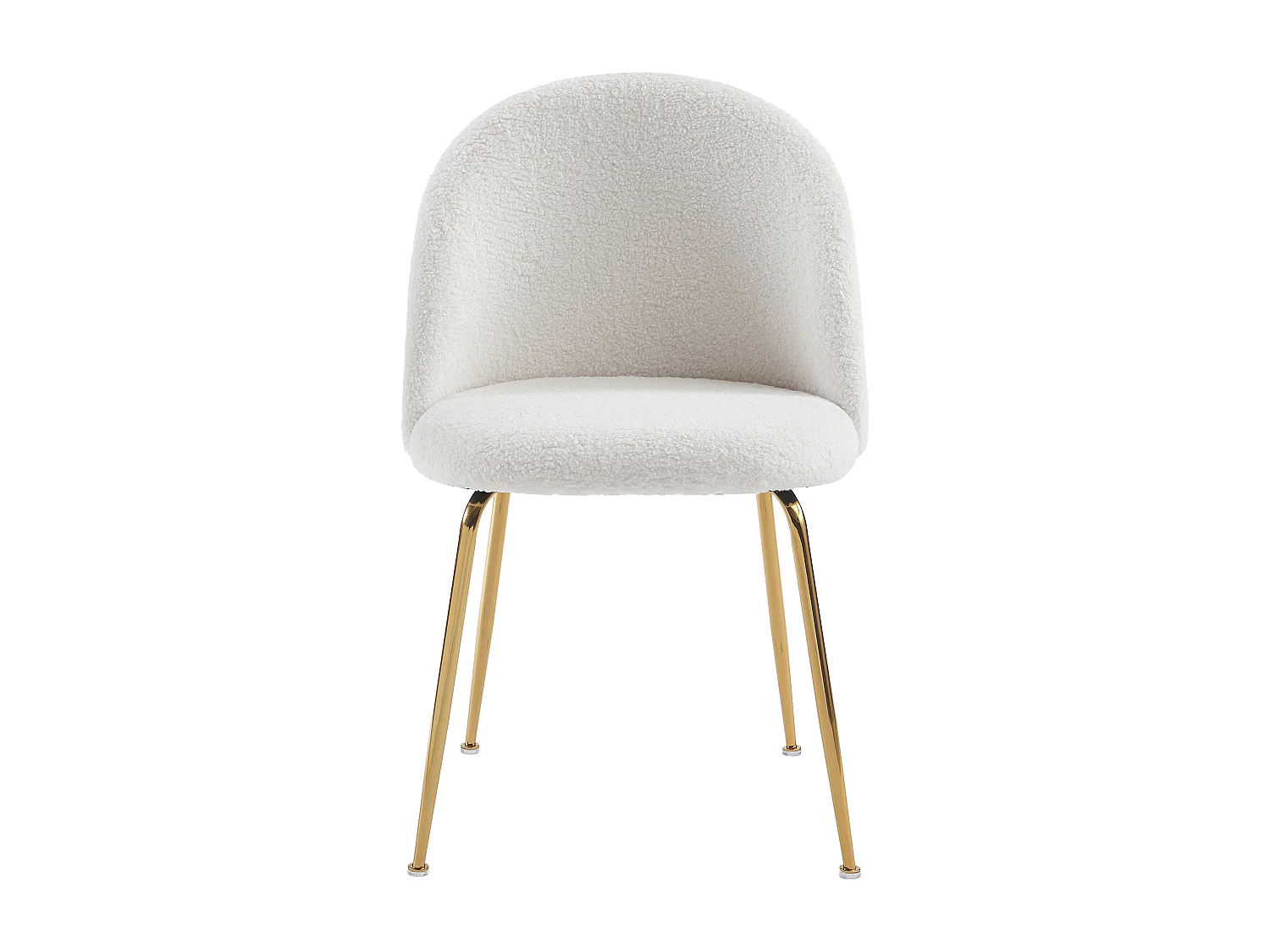 Lot de 2 chaises - Tissu bouclette et acier inoxydable doré - Blanc - MELBOURNE