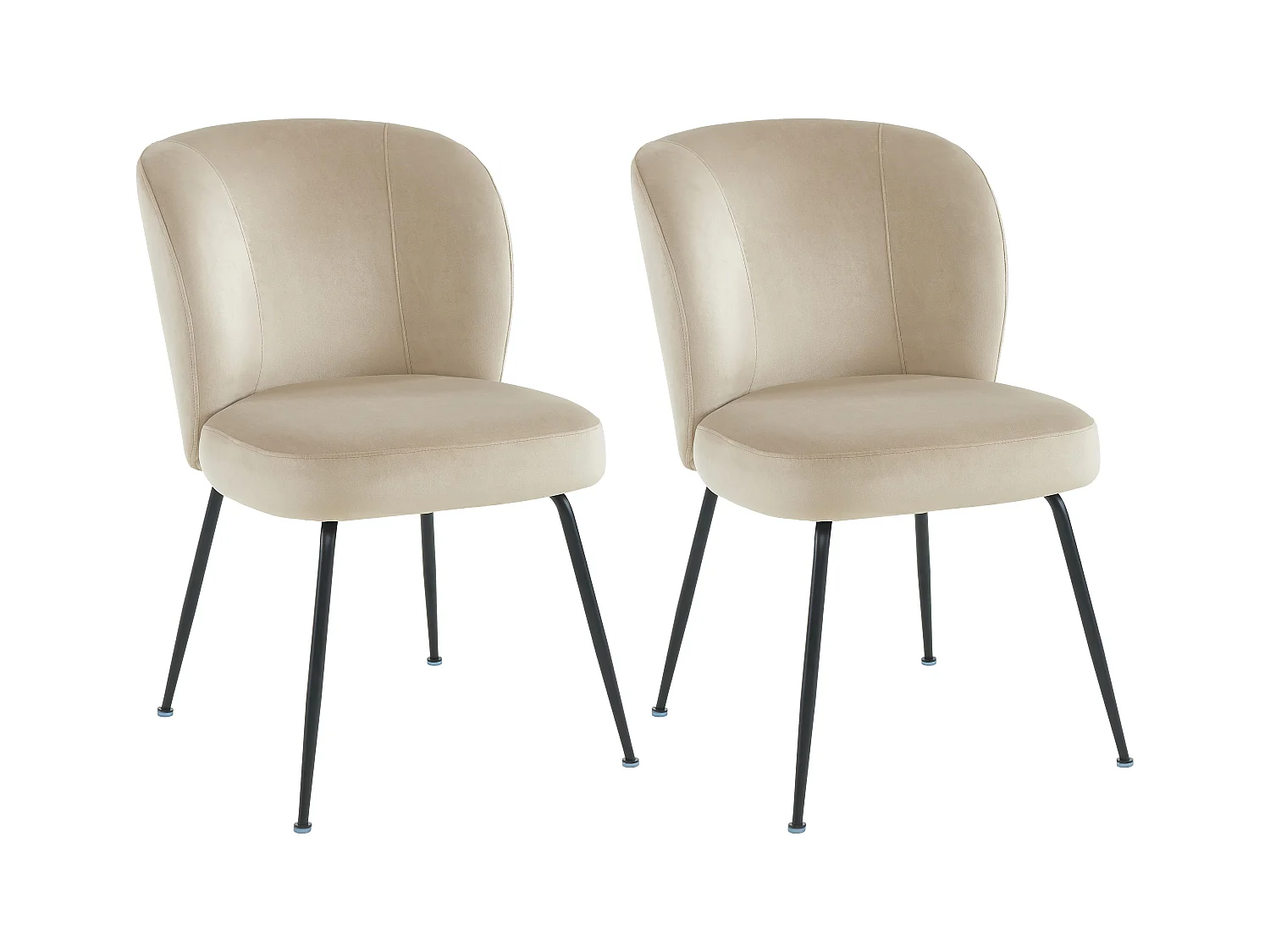 Lot de 2 chaises en velours et métal - Beige - POLPONA