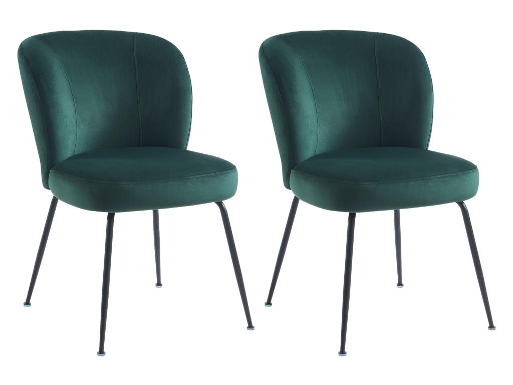 Lot de 2 chaises en velours et métal - Vert - POLPONA