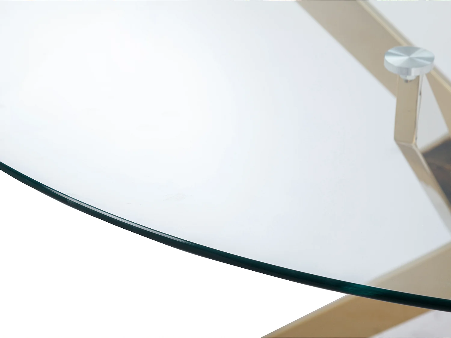 Table à manger ronde 6 personnes en verre trempé et métal doré - Transparent - COSIMA