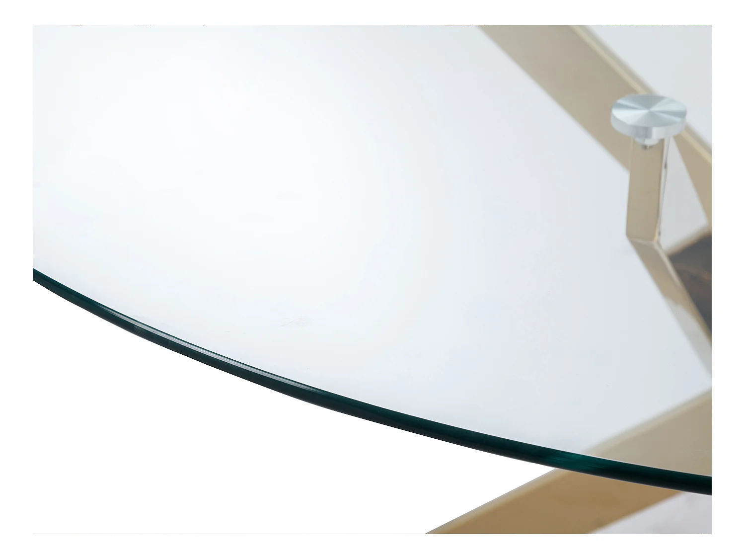 Mesa redonda de comedor para 4 personas de vidrio templado y metal dorado - Transparente - COSIMA
