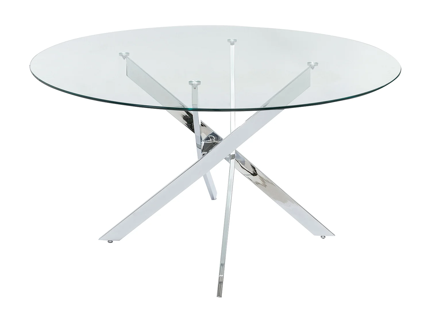 Rundt spisebord til 6 personer i herdet glass og forkrommet metall - Transparent - COSIMA