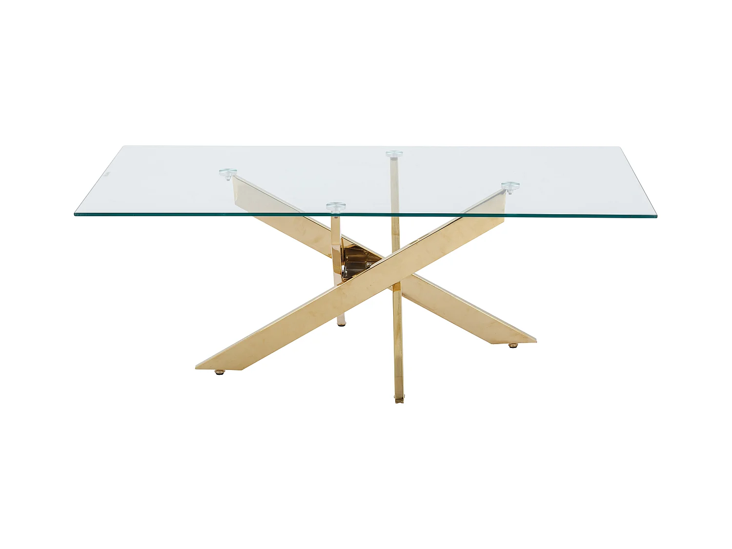 Couchtisch - Sicherheitsglas & Goldfarbenes Metall - Transparent - COSIMA