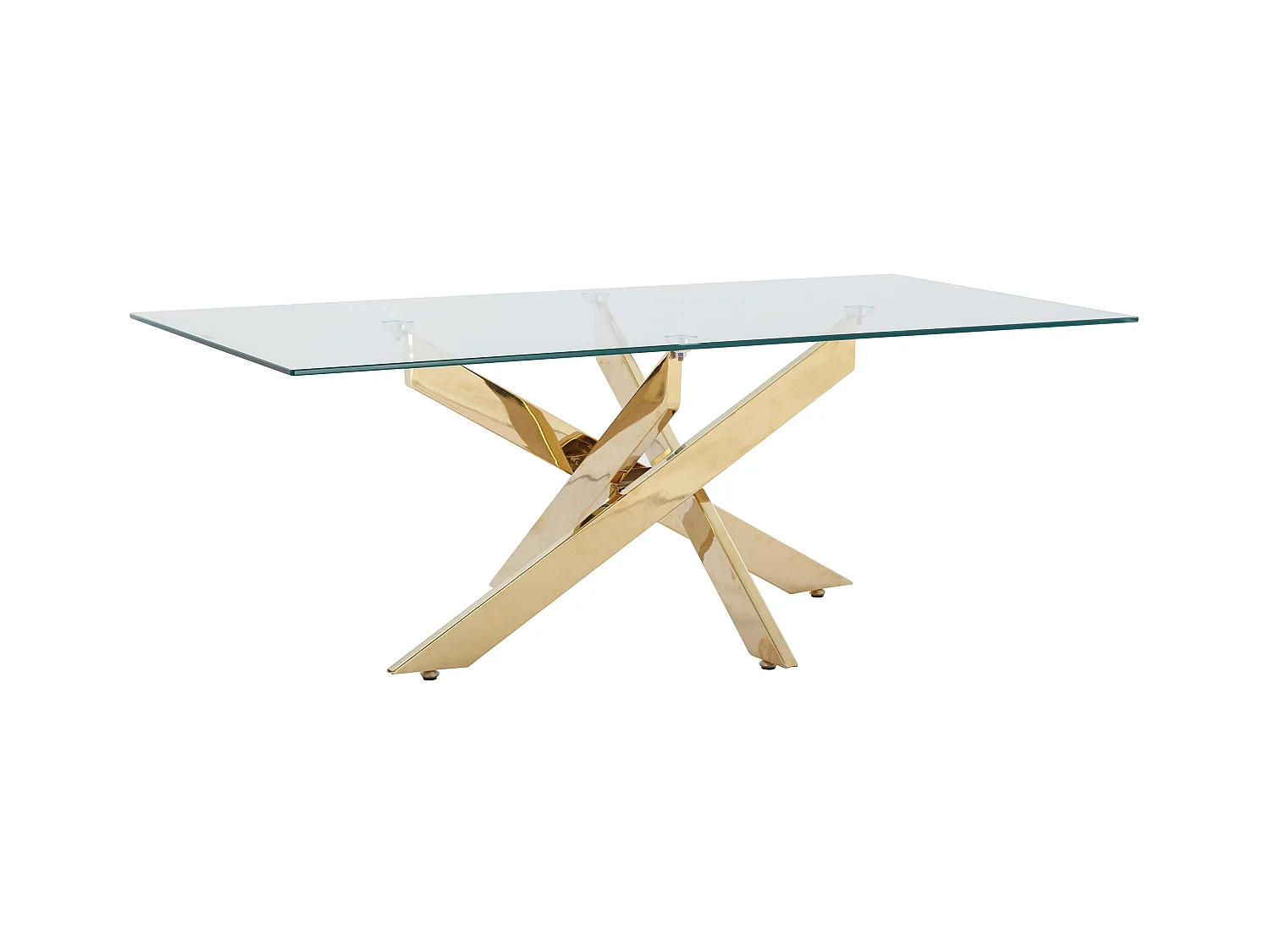 Couchtisch - Sicherheitsglas & Goldfarbenes Metall - Transparent - COSIMA