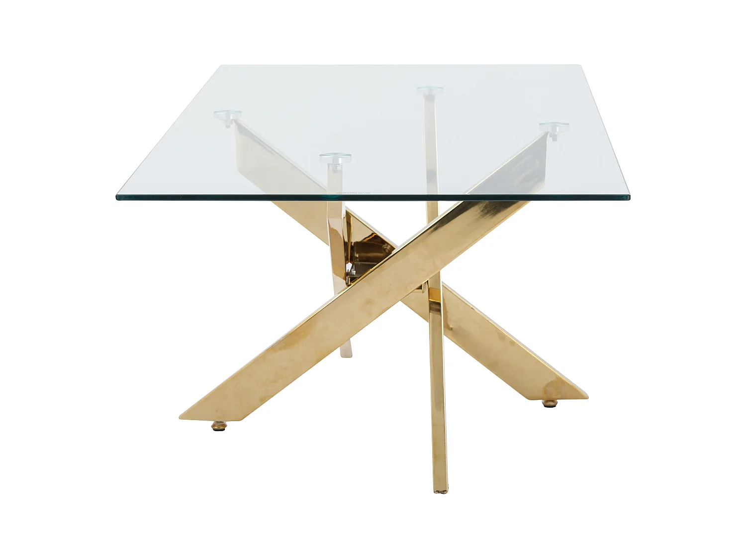 Couchtisch - Sicherheitsglas & Goldfarbenes Metall - Transparent - COSIMA