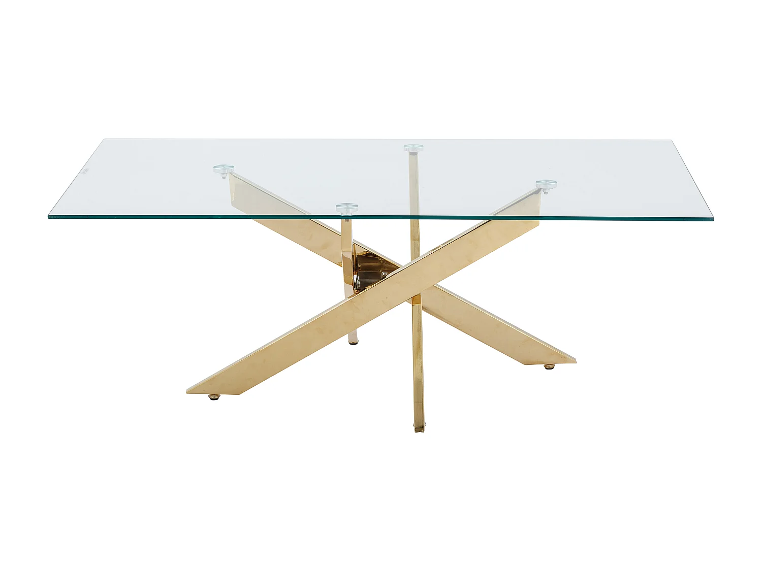 Couchtisch - Sicherheitsglas & Goldfarbenes Metall - Transparent - COSIMA