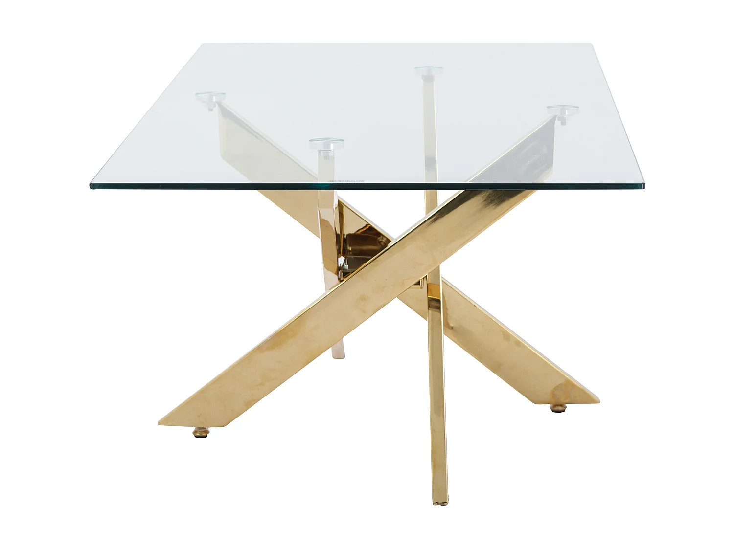 Couchtisch - Sicherheitsglas & Goldfarbenes Metall - Transparent - COSIMA