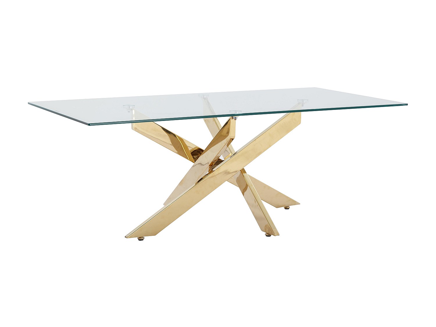 Couchtisch - Sicherheitsglas & Goldfarbenes Metall - Transparent - COSIMA günstig online kaufen