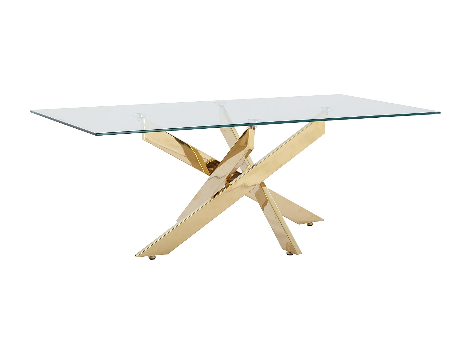 Couchtisch - Sicherheitsglas & Goldfarbenes Metall - Transparent - COSIMA