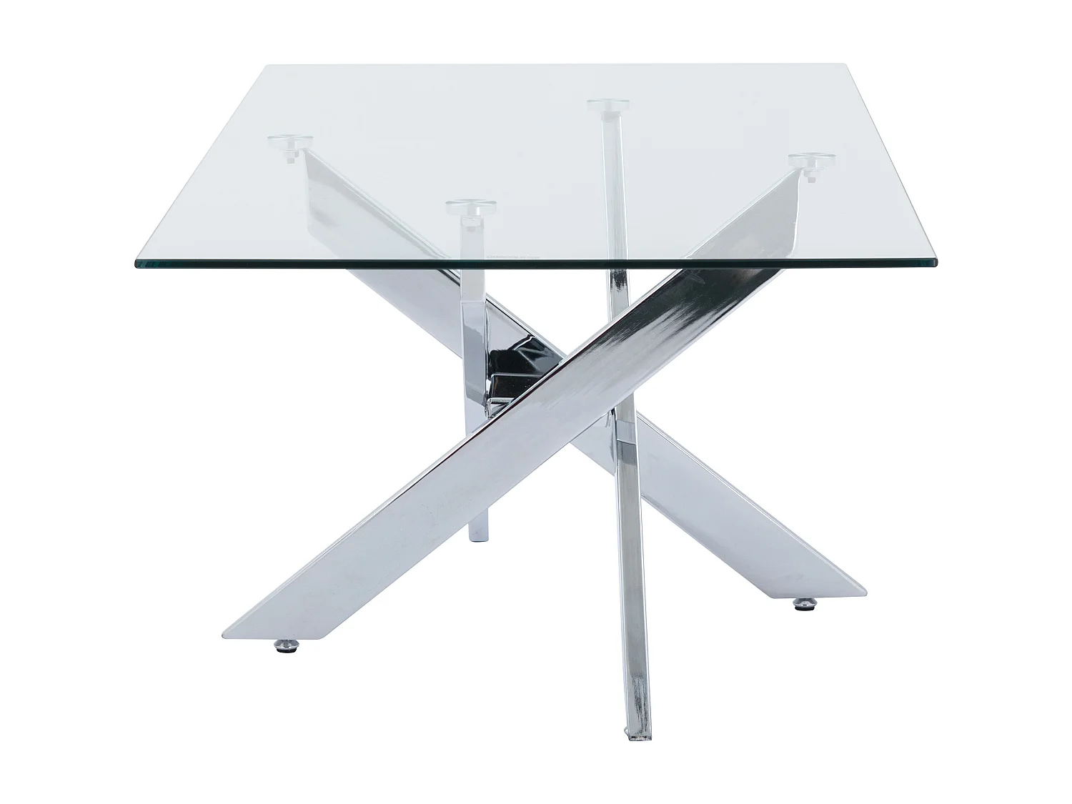 Mesa de centro de vidrio templado y metal cromado - Transparente - COSIMA