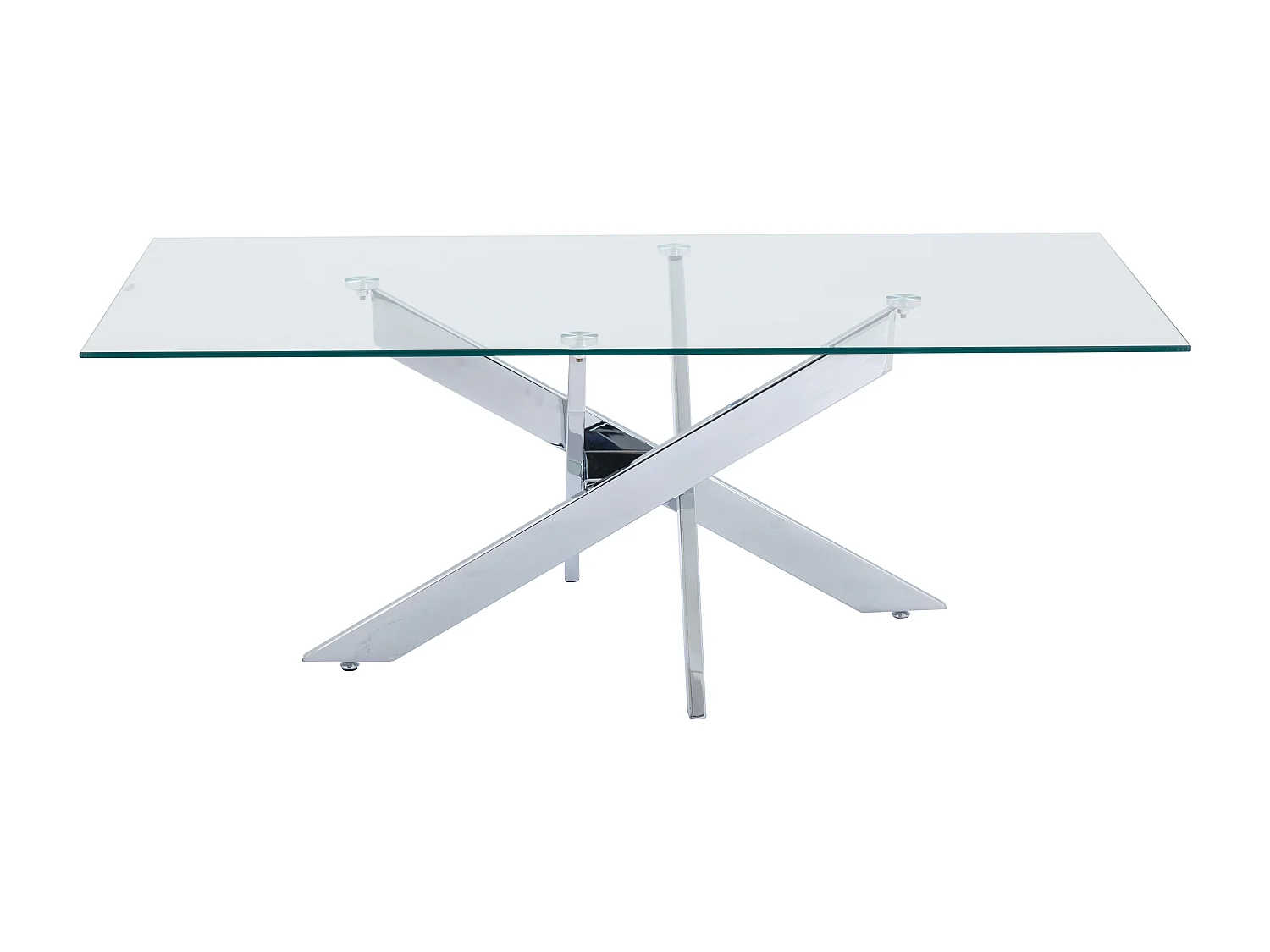 Mesa de centro de vidrio templado y metal cromado - Transparente - COSIMA