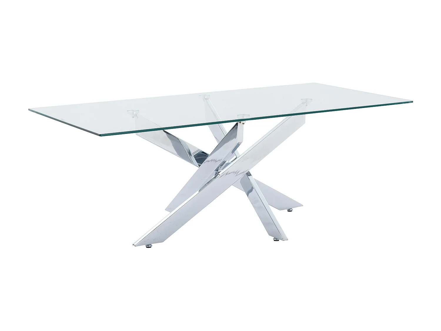 Mesa de centro de vidrio templado y metal cromado - Transparente - COSIMA