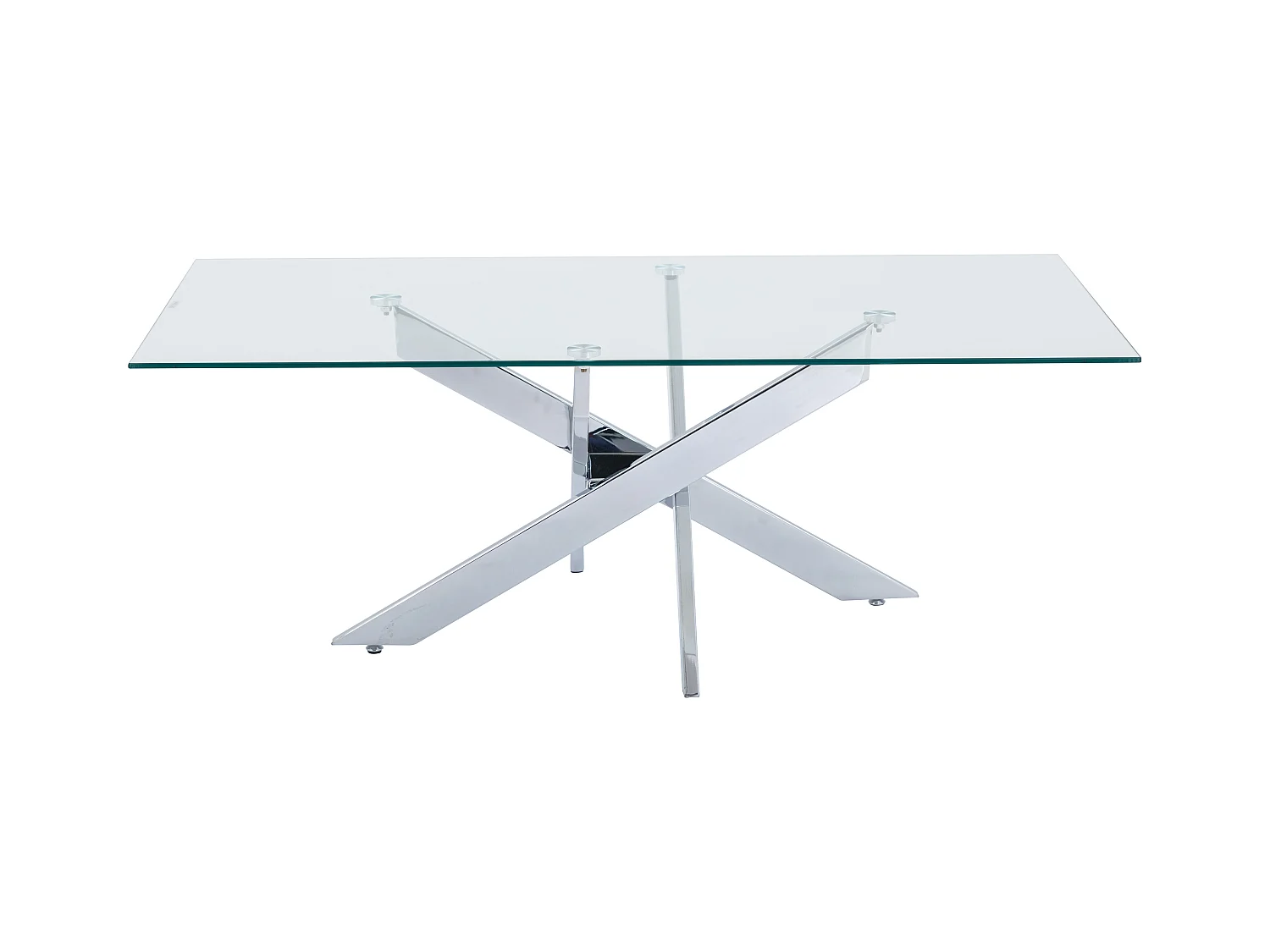 Stolik kawowy z hartowanego szkła i chromowanego metalu - Przeźroczysty - COSIMA