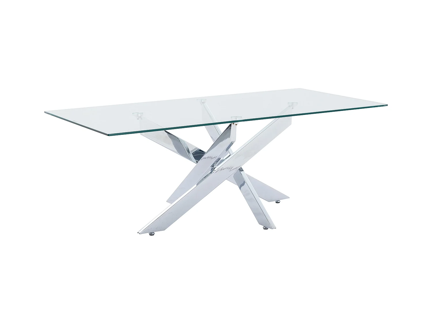 Stolik kawowy z hartowanego szkła i chromowanego metalu - Przeźroczysty - COSIMA