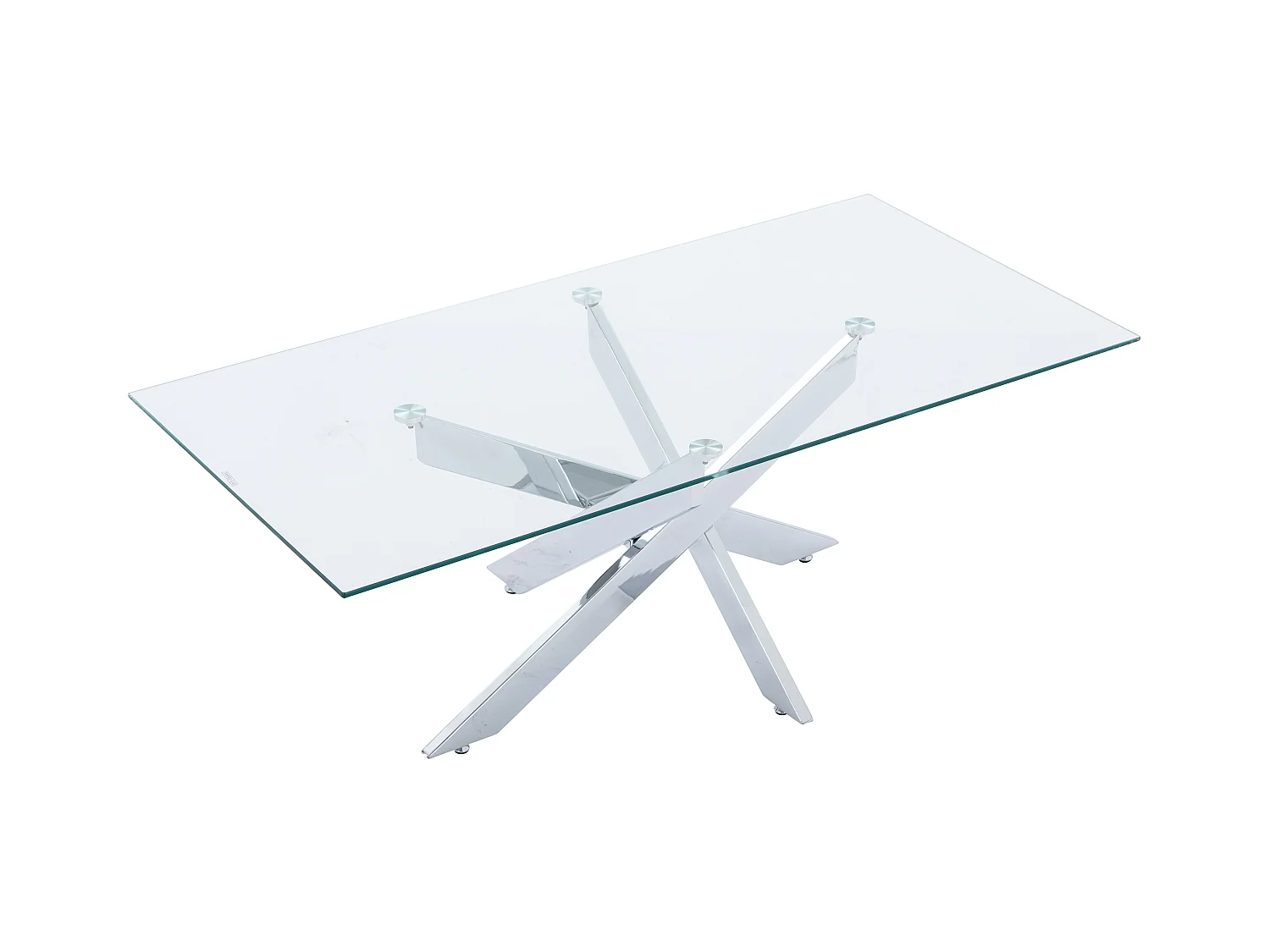 Stolik kawowy z hartowanego szkła i chromowanego metalu - Przeźroczysty - COSIMA