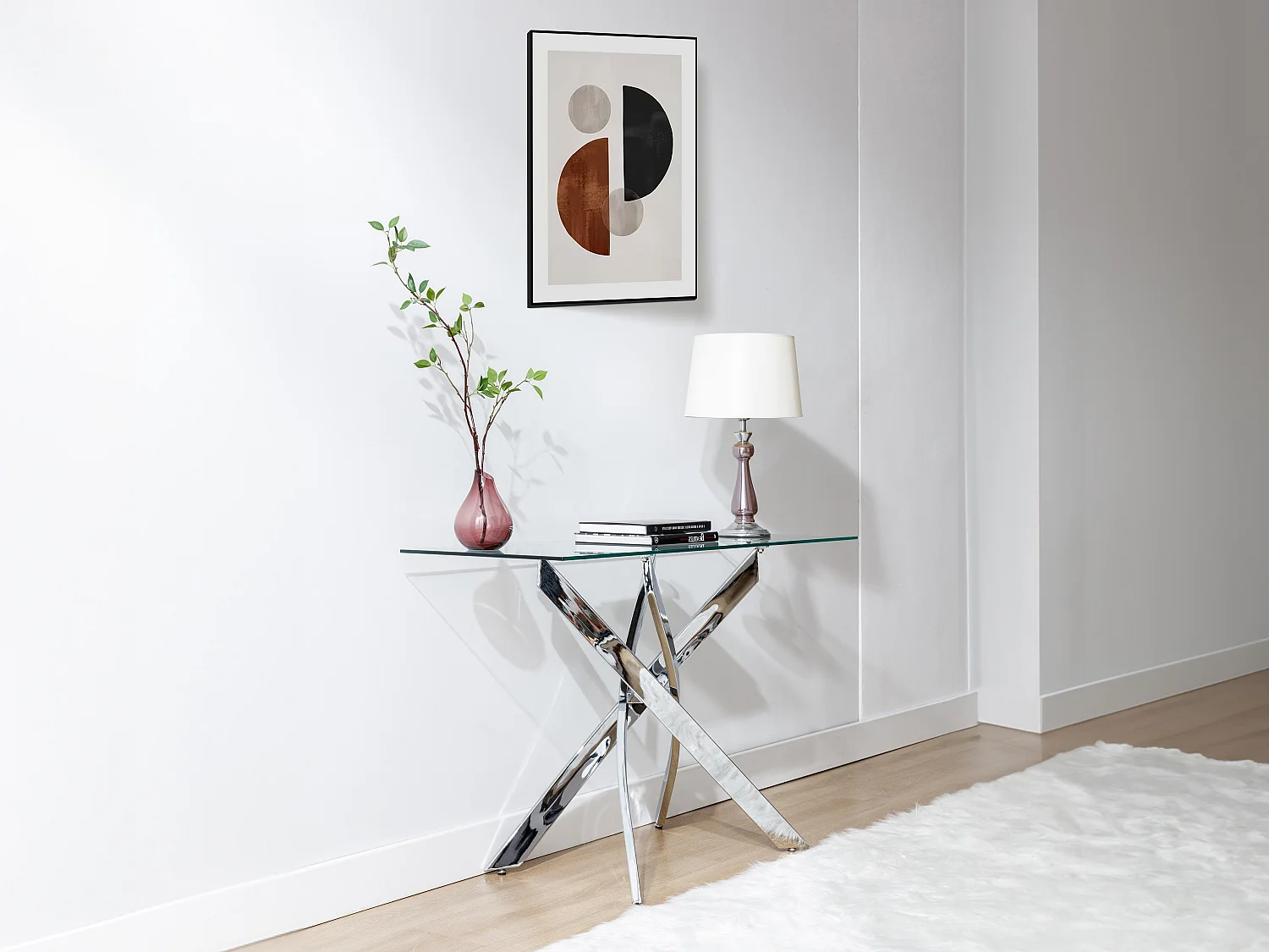 Console en verre trempé et métal chromé - Transparent - COSIMA