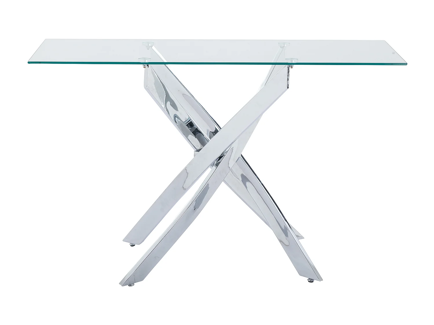 Console en verre trempé et métal chromé - Transparent - COSIMA