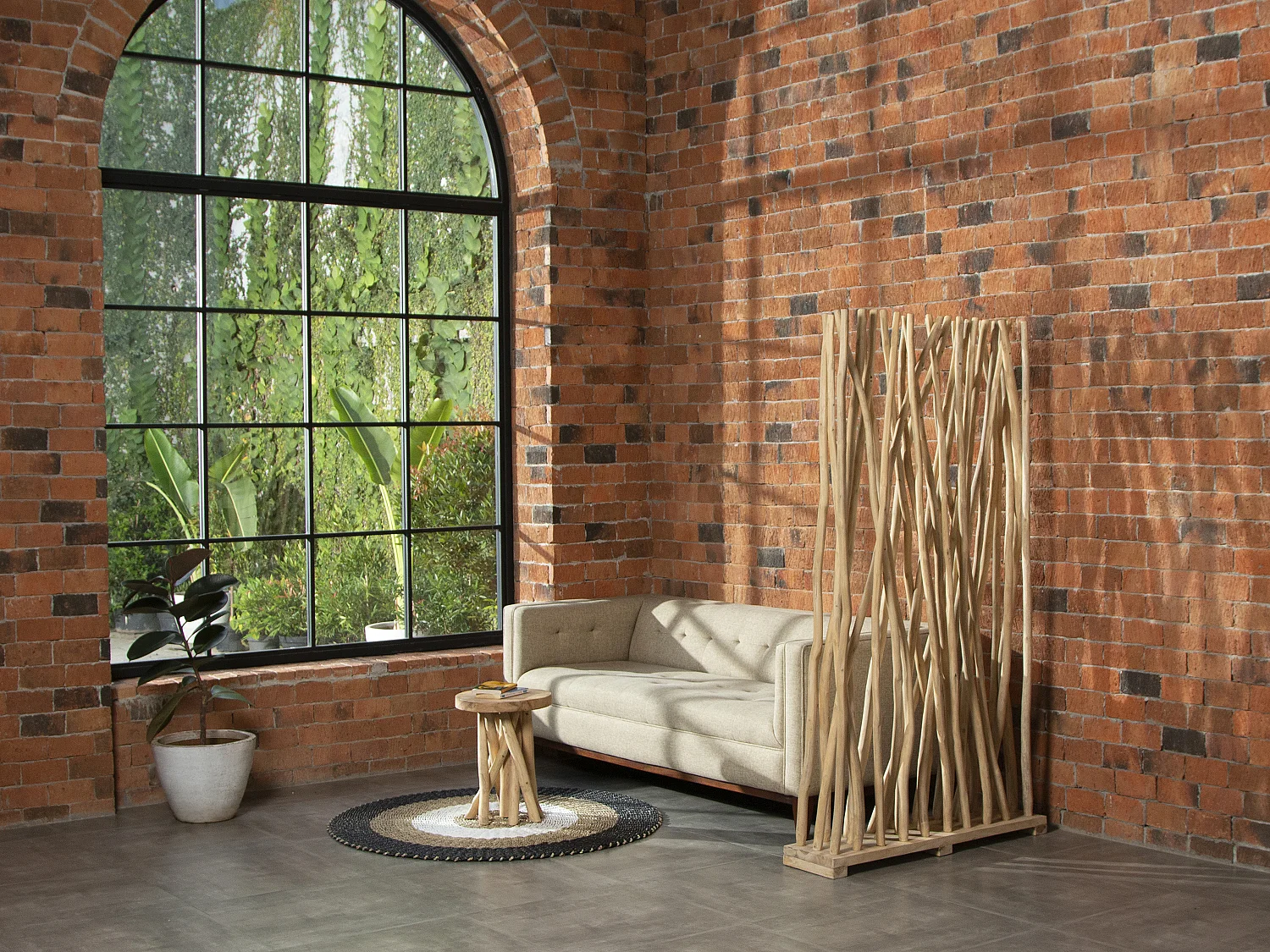 Séparateur de pièce en bois de teck - L. 100 x P. 25 x H. 180 cm - Naturel - GAYANA