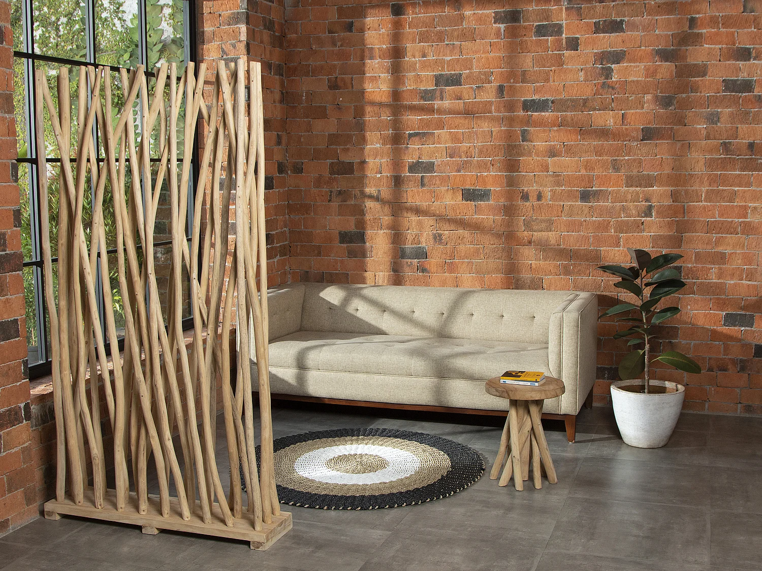 Separador de divisão em madeira de teca de C. 100 x L. 25 x A. 180 cm cor natural - GAYANA