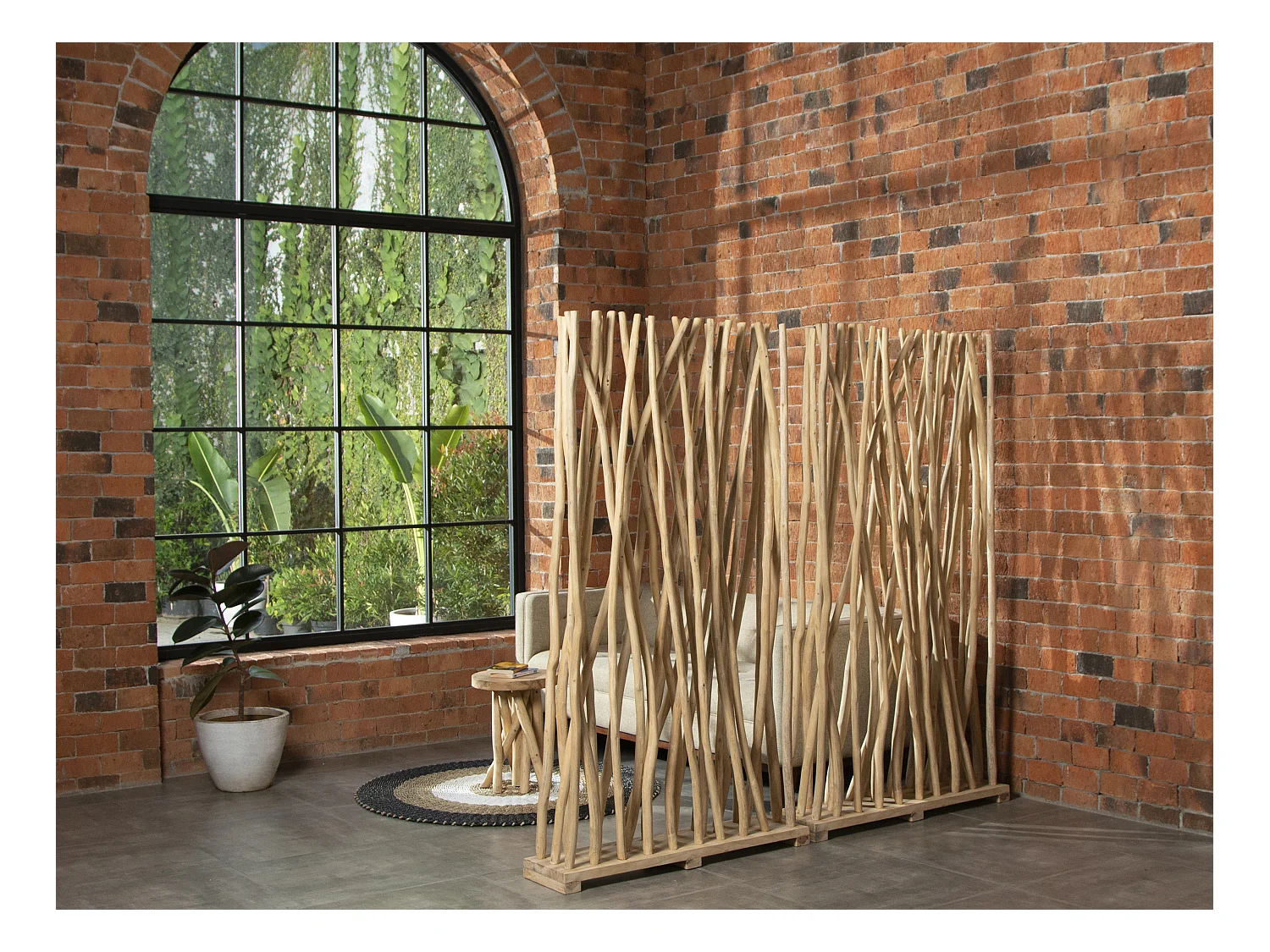 Séparateur de pièce en bois de teck - L. 100 x P. 25 x H. 180 cm - Naturel - GAYANA
