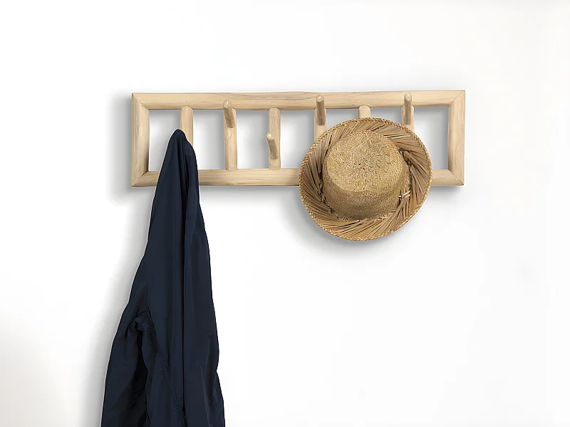 Kleiderhaken - 70 x 11 x 20 cm - Teakholz - Naturfarben - LIPALIA