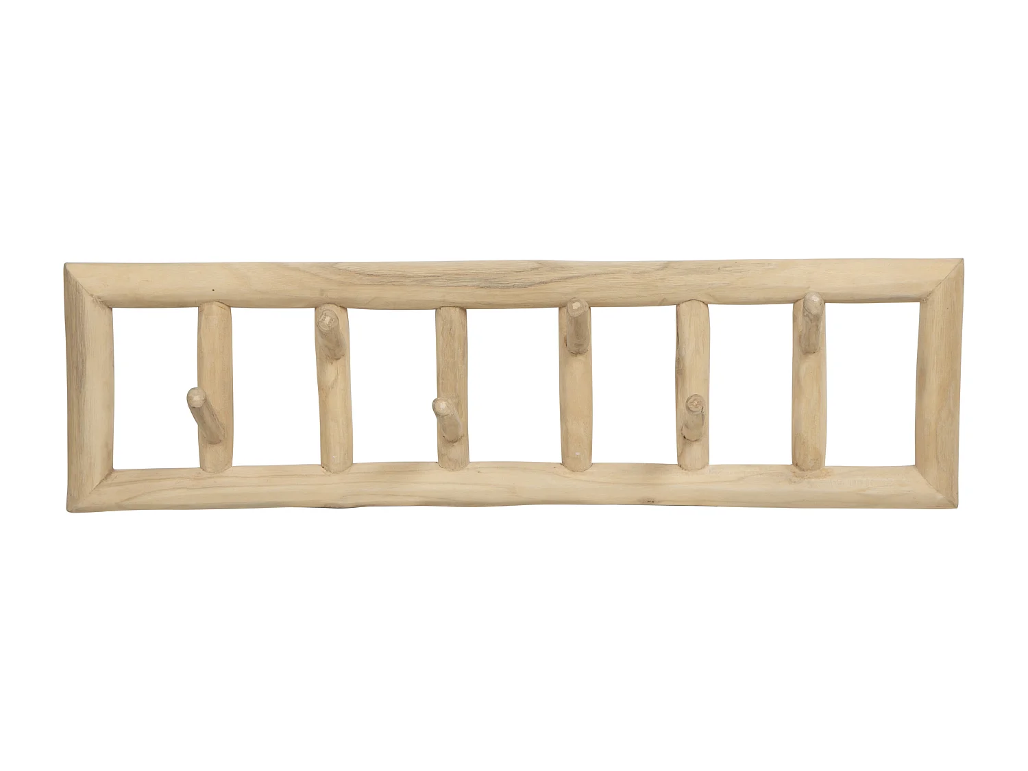 Cabide com 6 ganchos em madeira de teca de C70 x L11 x A20 cm cor natural - LIPALIA