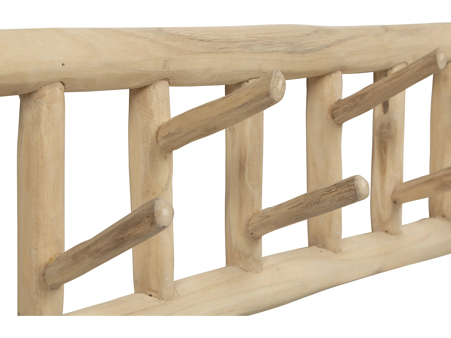 Cabide com 6 ganchos em madeira de teca de C70 x L11 x A20 cm cor natural - LIPALIA