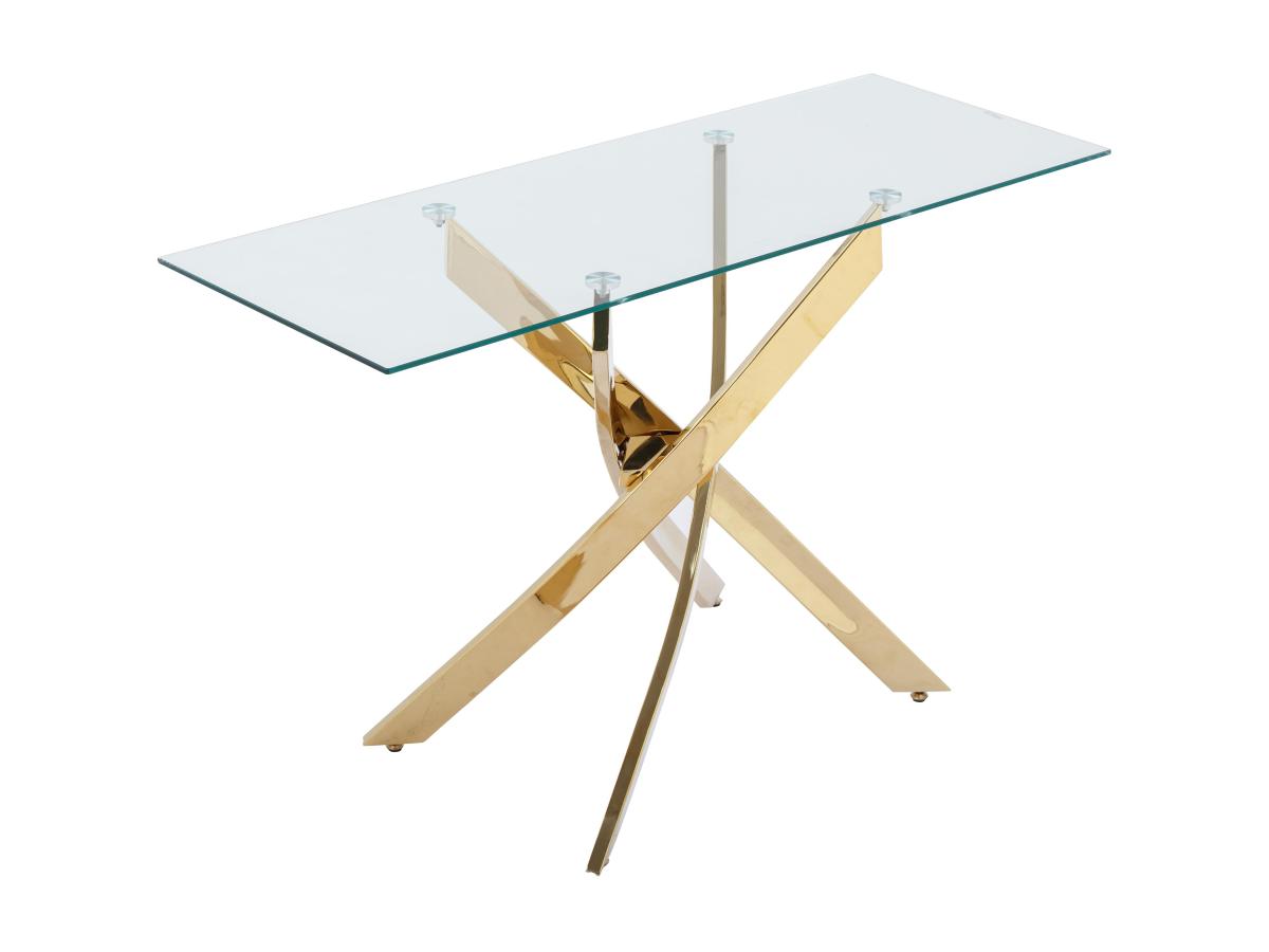 Wandkonsole - Sicherheitsglas & Goldfarbenes Metall - Transparent - COSIMA günstig online kaufen
