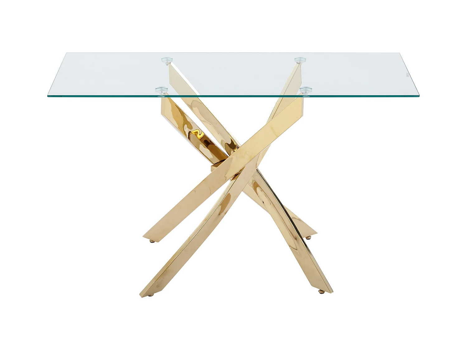 Consoletafel van gehard glas en goudkleurig metaal - Transparant - COSIMA