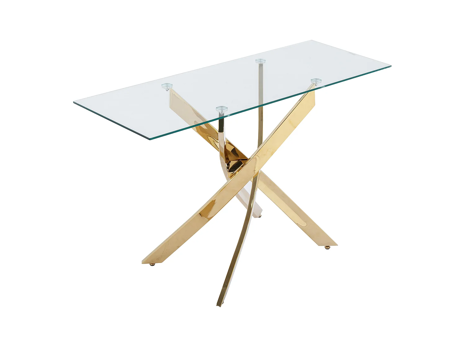 Consoletafel van gehard glas en goudkleurig metaal - Transparant - COSIMA