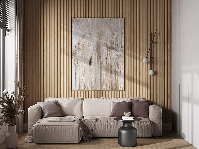 Painel de parede 3D pack de 2,83 m² cor madeira natural conjunto de 8 peças - FLINT