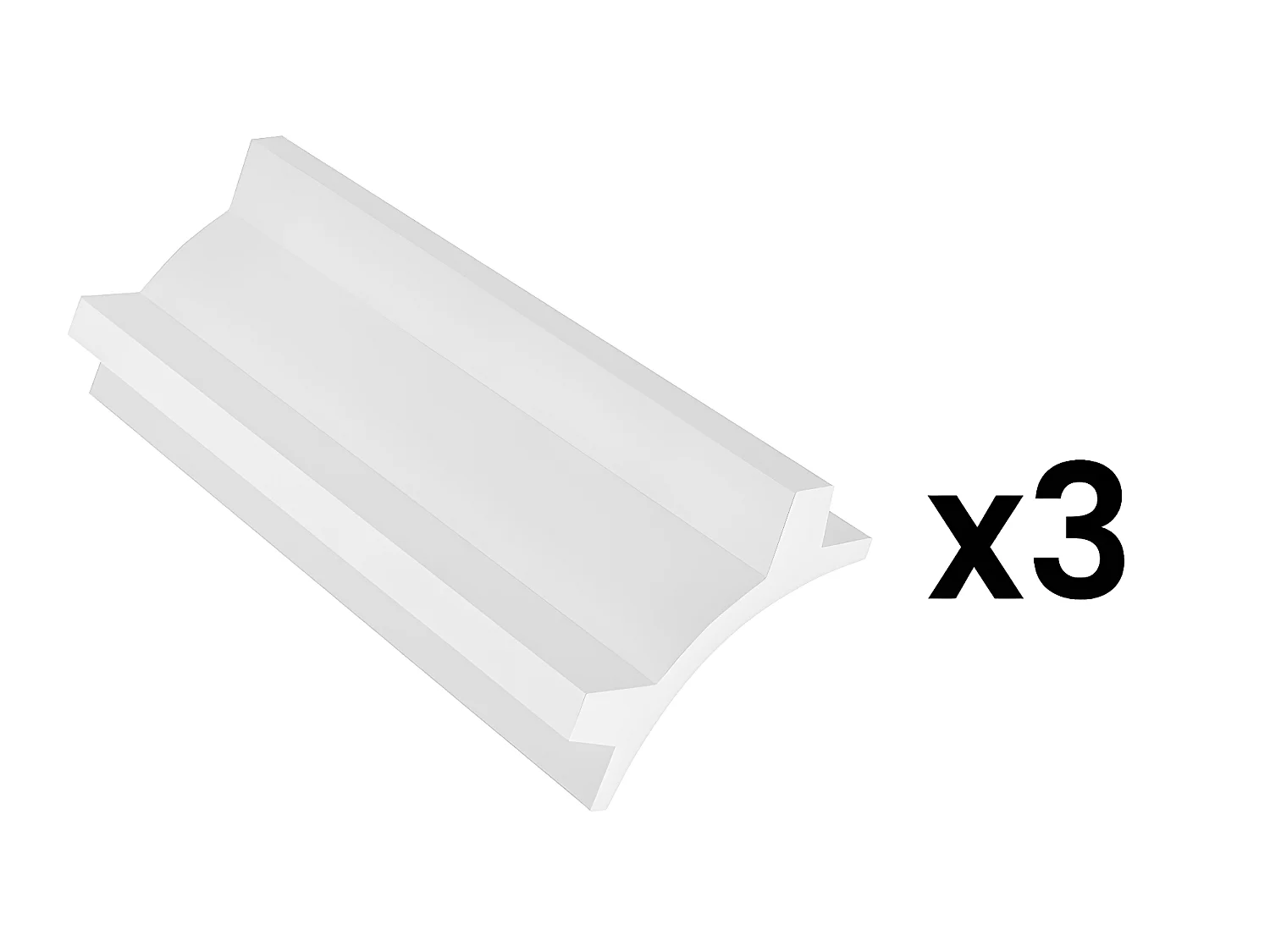 Juego de 3 cornisas para el techo de poliestireno Ancho 290 x Alt. 10 cm blanco - IONITA