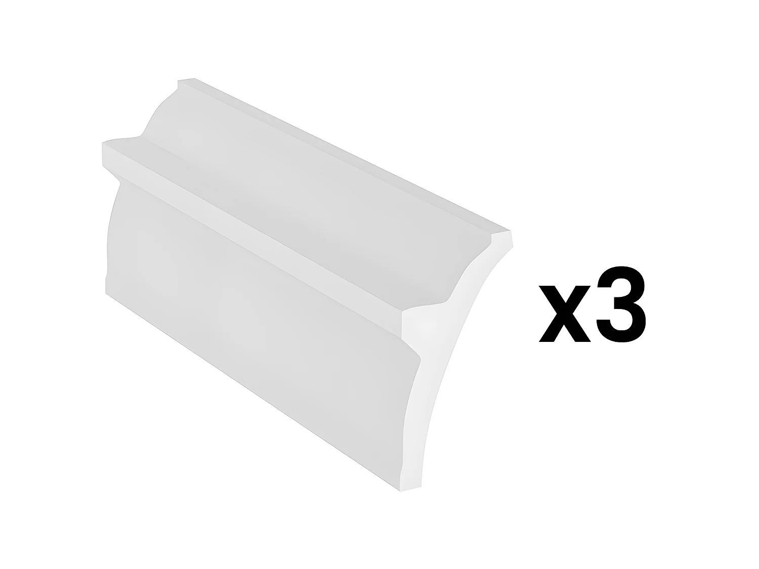 Juego de 3 cornisas para el techo de poliestireno Ancho 290 x Alt. 10 cm blanco - RANETIA