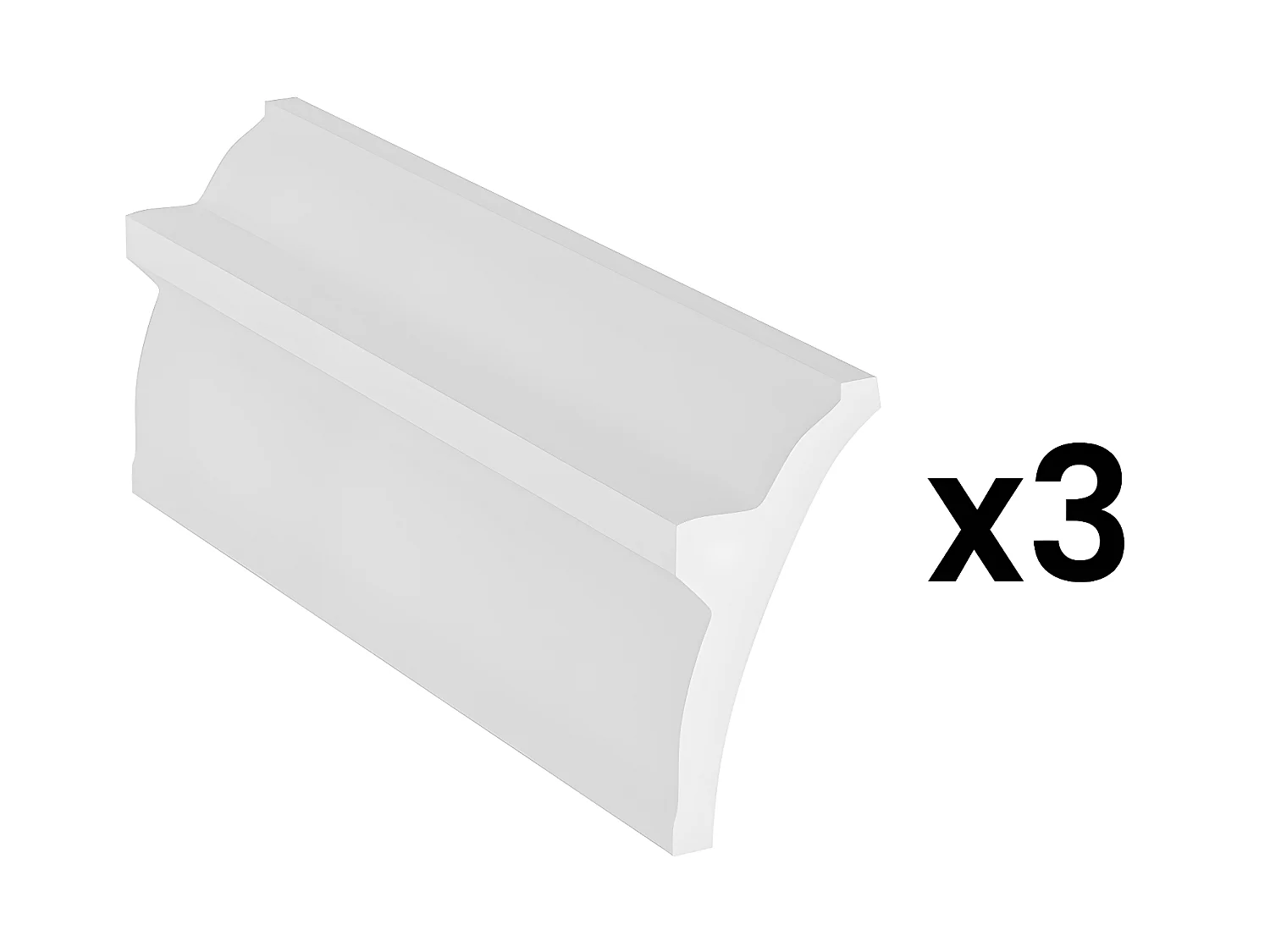 Lot de 3 corniches plafond en polystyrène L290 x l5.1 x H10 cm blanc - RANETIA