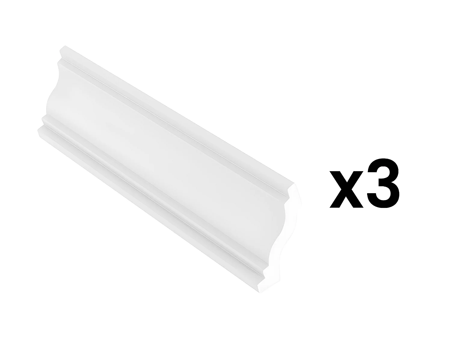 Set van 3 kroonlijsten voor plafond van polystyreen L290 x H6 cm wit - TOSCRIA