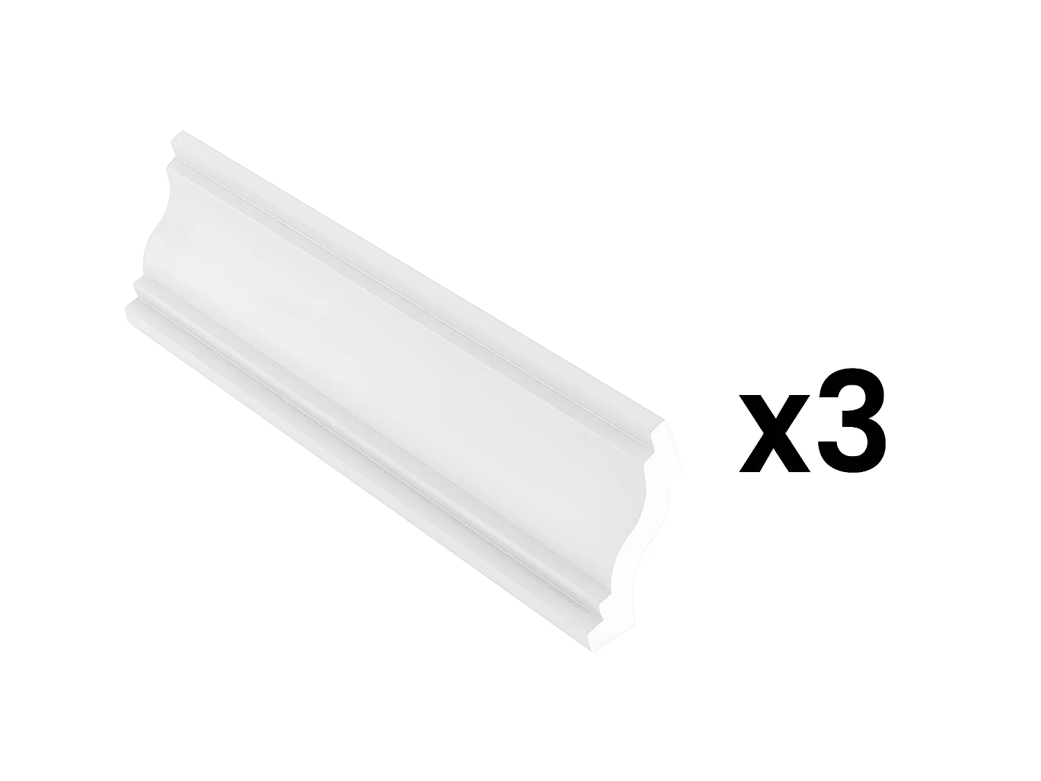 Juego de 3 cornisas para el techo de poliestireno Ancho 290 x Alt. 6 cm blanco - TOSCRIA