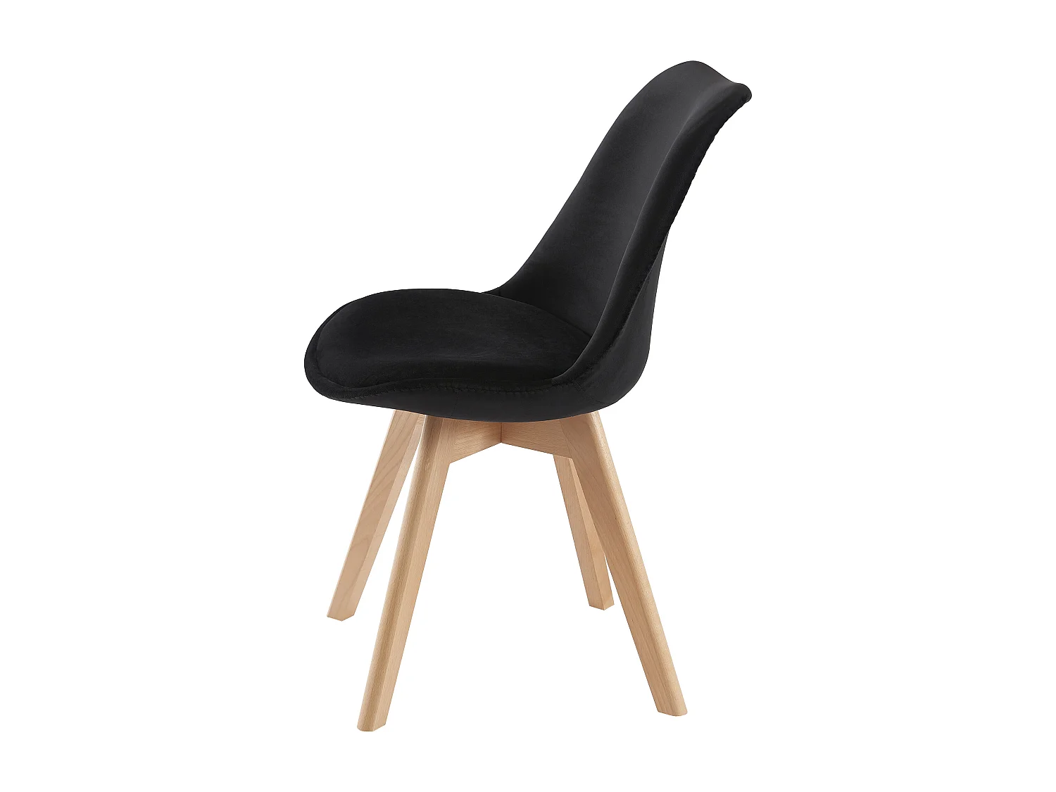 Lot de 2 chaises en velours et hêtre - Noir - JODY