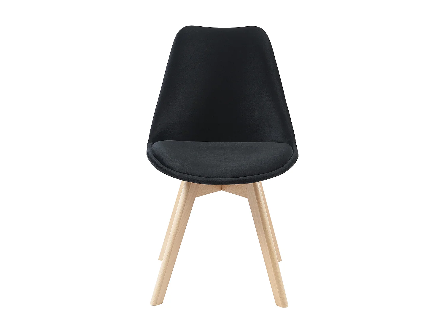 Lot de 2 chaises en velours et hêtre - Noir - JODY