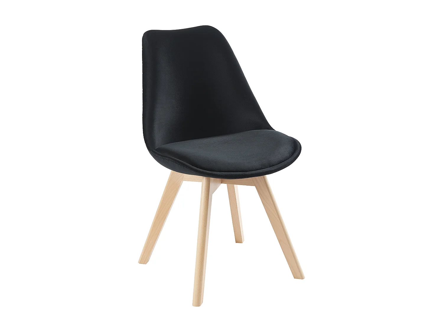 Lot de 2 chaises en velours et hêtre - Noir - JODY