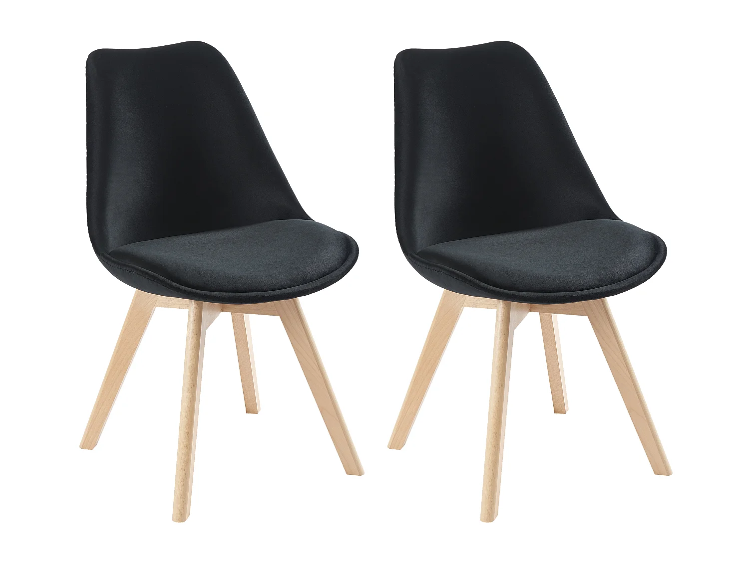 Stühle 2er-Set - Samt & Buche - Schwarz - JODY