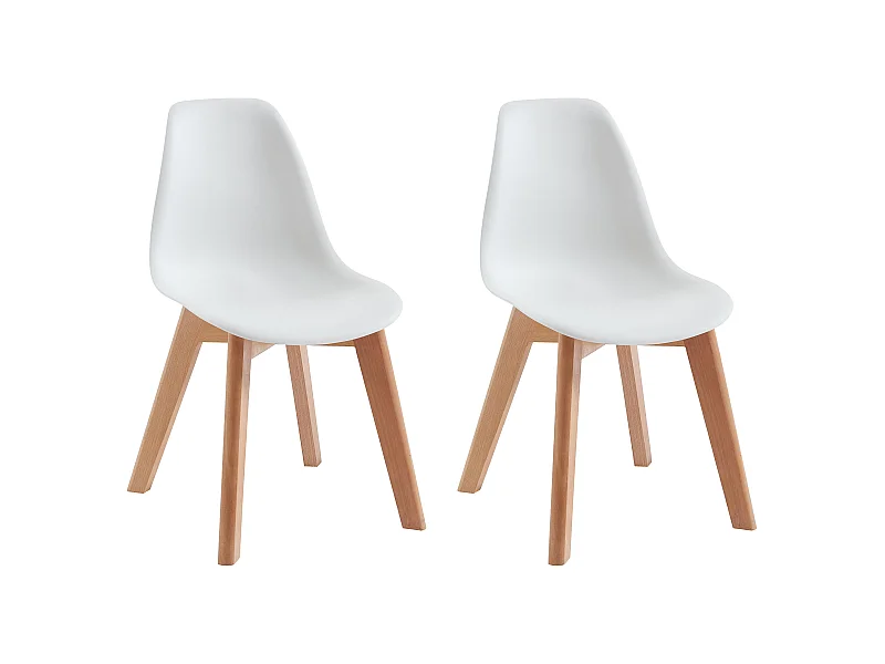 Kinderstuhl 2er-Set - Polypropylen & Buche - Weiß - LILINOU